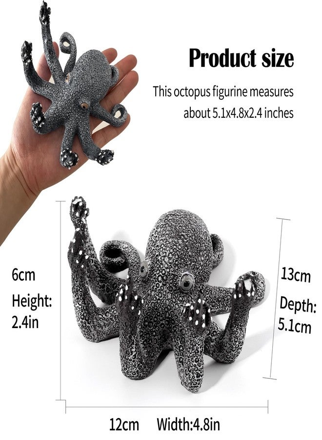 qumHmup Octopus Aquarium Ornaments Decoration, Black Resin Artificial Sea Life,Suitable for Various Fish Tanks - Image 2